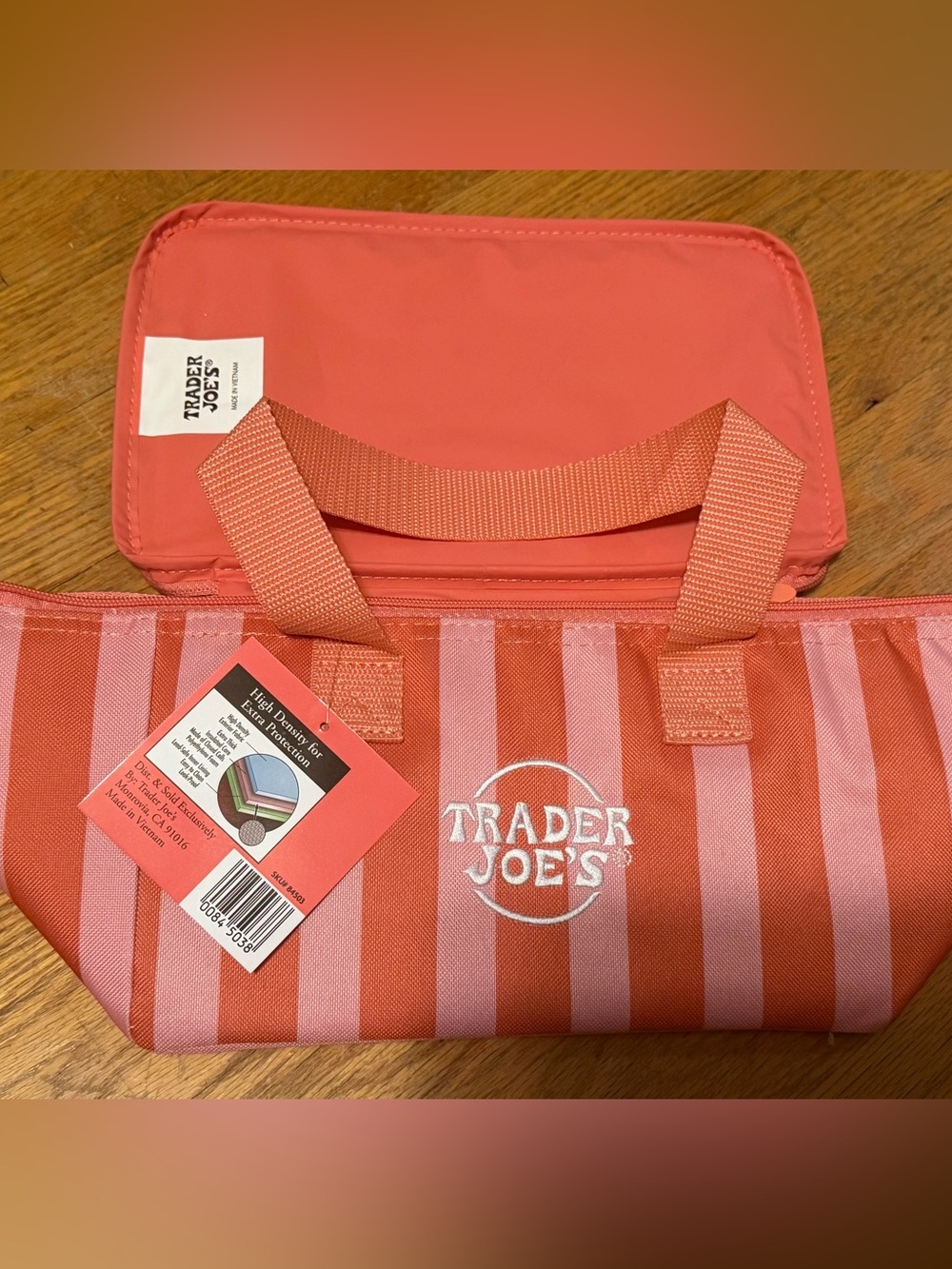 Trader Joe’s mini Coral Stripe Insulated Tote Bag